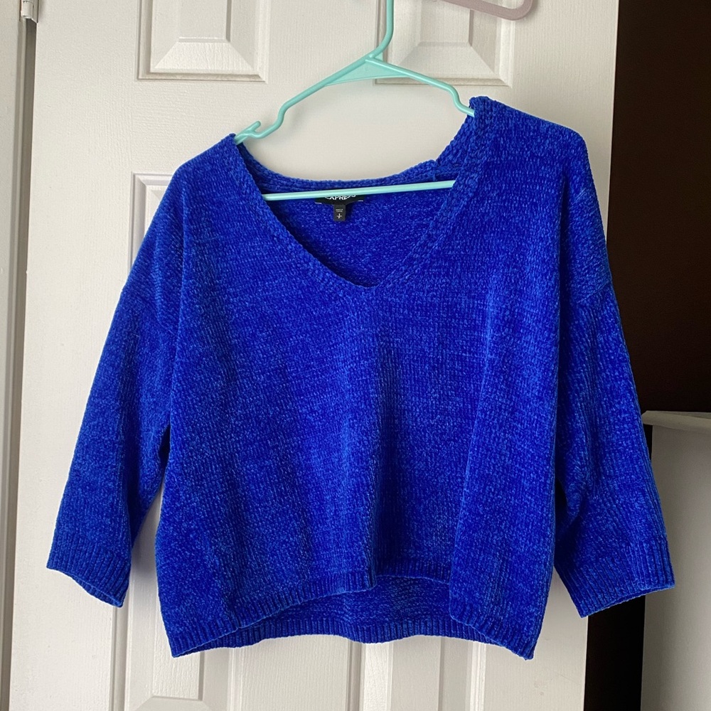 Express soft crochet blue crop top